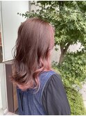 大人可愛いピンクバイオレットインナーカラー