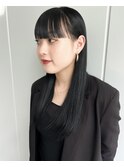 ロング　ストレート　黒髪　フルバング