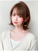 ひし形ショート/ボブレイヤー/カシスブラウン/分け目なし