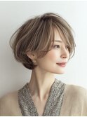 似合わせショートボブ白髪ぼかし脱白髪染め40代50代60代♪