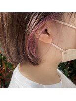 ネオヘアー 曳舟店(NEO Hair)&nbsp;アーモンドラテ×イヤリングピンク/曳舟髪質改善インナーカラー