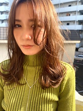 アールヘア ナチュラルアンドオーガニックサロン オーガニックカラーベージュ×ナチュラルロングボブ