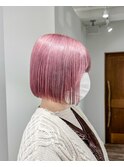 切りっぱなしボブ ラベンダーピンク