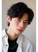 MEN'S HAIRアッシュブラックのウルフカルマパーマ