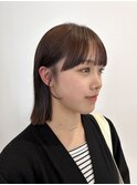 切りっぱなしボブ/マロンベージュ/前髪/原宿神宮前