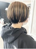 福山Caaryアンブレラカラーコントラストお洒落丸みショート20代