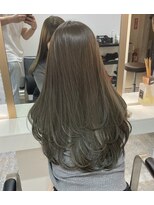 前髪アンブレラカラーこなれミディイメチェンウェーブパーマ