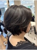 40代50代大人丸みショートカット髪質改善根元パーマ白髪染め