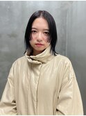 切りっぱなしボブ　姫カット　前髪長め　伸ばしかけ　前髪なし
