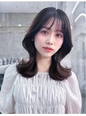 美髪韓国レイヤーイメチェン似合わせチェリーブラウンミニウルフ