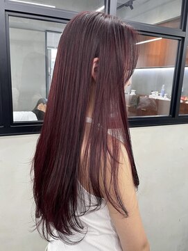 ニコ トウキョウ 渋谷(nico TOKYO) ダブルカラーチェリーレッドピンクブラウン韓国レイヤーロング