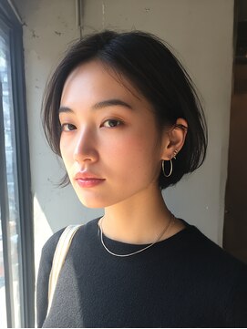 ロッソ 大橋店(Rosso) すっきり黒髪の耳かけミニボブ【大橋】