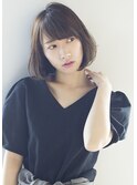 艶 ココアブラウン 小顔ボブ 流しバング 暗髪/横浜髪質改善