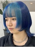 ブルー×ライトブルー[新宿駅/フルバング/似合わせカット]