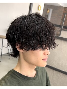 スイッチ(men's SWITCH) シャドウ無造作パーマツーブロックマッシュショート