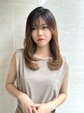 オーロ(ORO) 20代☆30代☆大人レイヤーこなれ小顔前髪マロンベージュ♪