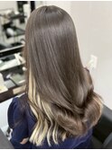 レイヤーカット/ミルクティーグレージュ/ダブルカラー/エクステ