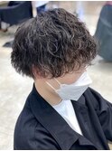 メンズパーマ波巻きツイストスパイラル刈り上げセンターパート