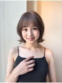 ミディアムレイヤーカット/大人ガーリー/ダークアッシュ/銀座