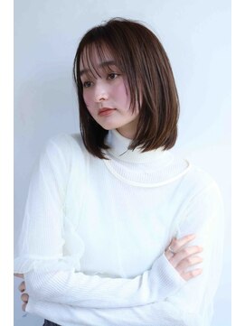 ムウ 難波(MOU) ボブクールショート前髪イメチェンピンクベージュ30代40代50代