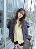 着物ヘア/ダークアッシュ/ミディアムレイヤーカット/名古屋名駅