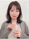 [中野莉子]鎖骨ミディアム1韓国くびれヘア大人ミディアム