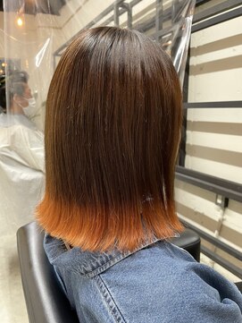 フィールグッドカンパニー(Feel Good Company) 外ハネボブ裾カラーテールカラーオレンジアプリコット