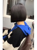 イメチェンハッシュカットフルバング似合わせレッドブラウン