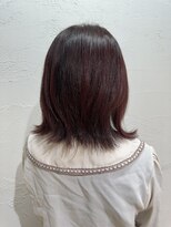 アジールヘア 池袋東口店(agir hair)&nbsp;切りっぱなしボブレイヤー外ハネワインレッドカラー卵型池袋