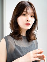 エインアンリー 表参道(AIN.ANLY.) ◯ぱっつん前髪薄めバング流し前髪フェイスレイヤーカットデジパ