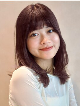 ガーデンヨコハマエスト(GARDEN YOKOHAMA est) ミディアムレイヤー似合わせカットワイドバングラベンダーピンク