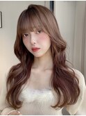 韓国前髪顔まわり×ショコラアッシュふんわりカール【髪質改善】