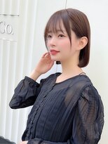 大人ボブ　小顔　丸みボブ　大人可愛い　サイドバングカット