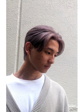 リレーションメンズヘアー(RELATION MEN'S HAIR) センターパート×ピンクベージュ／カルマパーマ