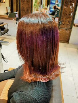 ヘアリゾート粋 ティガ 池袋店(tiga) 外ハネミディアムオレンジブラウン