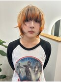 ウルフカット×ブロンド×ペールオレンジ
