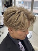 熊本メンズカラー センターパート ミルクティー MEN'S HAIR