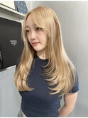 くびれヘア/アプリコットオレンジ/夏のヘアアレンジ/梅田