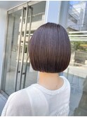 ミニボブ/シンプルボブ/オン眉バング/アッシュベージュ