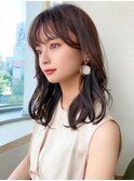 暗髪で出せるこなれ感!フェイスレイヤー×ナチュラルセミロング