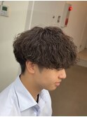 爽やかビジネスツーブロック無造作ナチュラル波巻きパーマ