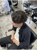 センターパートシャドウパーマ