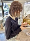 ブリーチなしショートボブレイヤーミディアム春カラー初カラー