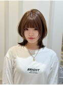 ハッシュカット　レイヤーカット　韓国ヘア　モカブラウン