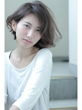 ヌーム 塚本店(NOOM) 大人モードボブ☆ななめ前髪のリラックスボブ オリーブブラウン