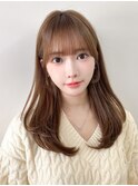 小顔サイドバング顔まわりカット後れ毛ミディアムレイヤーロング