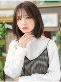 グレーベージュシースルーバング韓国風ロブc6川口20代30代40代