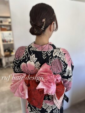ルフ ヘアーデザイン(ruf hair design) 浴衣×Wリボン×つるっとアップ