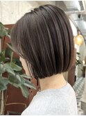 栄小顔丸みボブオリーブベージュ
