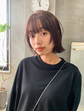 テトヘアー(teto hair) パッツン前髪/切りっぱなしボブ/ピンクカラー/レイヤーボブ